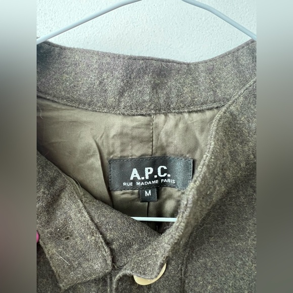 A.P.C. Wool button up shirt dress tunic workwear utility - Picture 2 of 7